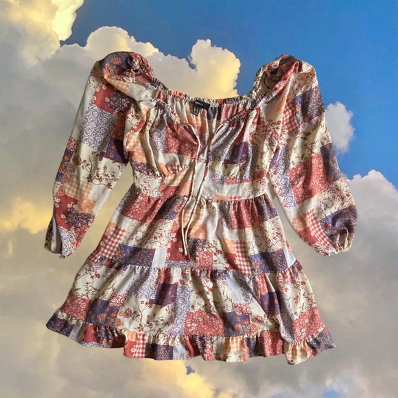 Forever 21+ Plus Size Patchwork Mini Dress: Size 0X - Picture 2 of 3